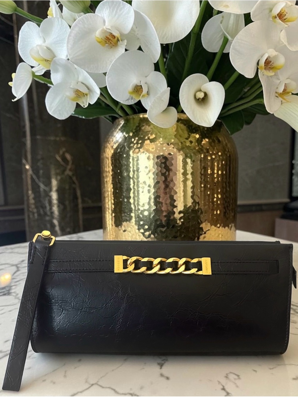 Rebecca Minkoff Black & Gold Chain Clutch | Convertible Wristlet & Dust Bag  NWT - Picture 9 of 16